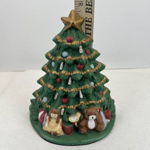 Vintage Lillian Vernon Christmas Tree Doorstop #751C Cast Iron Painted Toys 7.5" - Picture 9 of 14